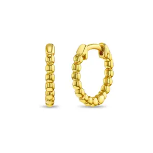 Beaded Kids / Teen Earrings Hoop - 14k Gold Over Sterling Silver
