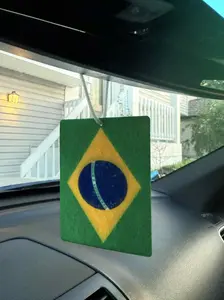 Luxury brazil Republic Flag Car Air Freshener | 4x3 Inch Hanging Design | Premium Long-Lasting Scents Inspired by Iconic Perfumes