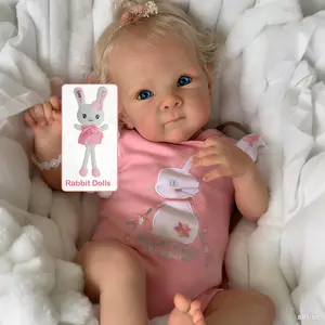 Reborn Baby Dolls 19Inch 48cm Cloth Weighted Body Vinyl Limbs and Cloth Body Reborn Toddler Doll Lifelike Dolls That Look Real Child Toys with Outfit & Accessories doll+Rabbit Toys Handmade Hair Blue Vein Vinyl Realistic Expressions Charming Eyes