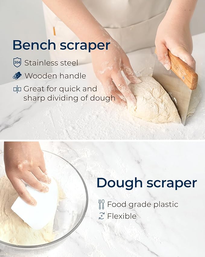 Banneton Bread Proofing Basket Set, 10" Round Sourdough Proofing Basket with Sourdough Bread Baking Supplies, Bread Making Kit