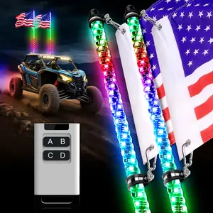 Spiral LED Flag Pole Whip Lightwith Black Ouick Release Base - 3ft Blue 2PC