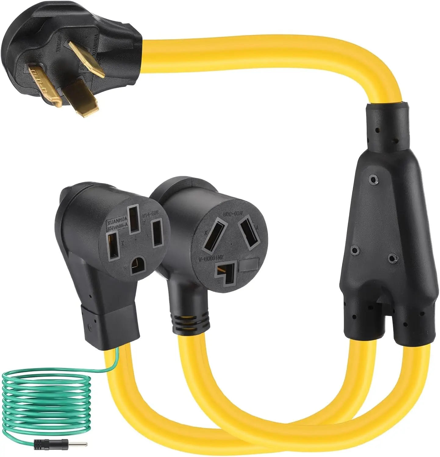 30 Amp Dryer Y Splitter to RV/EV Compatible with NEMA 10-30P to 14-50R/10-30R 3 Prong 30A to 4 Prong 50A Y Adapter Cord for EV/RV  at Dryer Outlet STW 10 AWG with Safety Ground Wire, 3FT