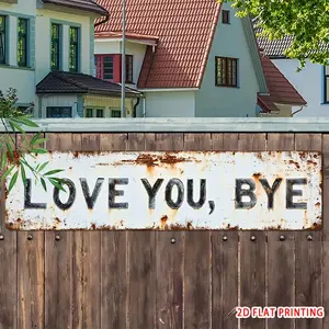 "Love You Goodbye" Vintage Metal Wall Art |   16x4 Inch Rustic Sign with Floral Accents |   Modern Love Theme Decor for Entryway, Living Room & Weddings |   No Electricity Needed, Pre-Drilled Holes for Easy Mounting