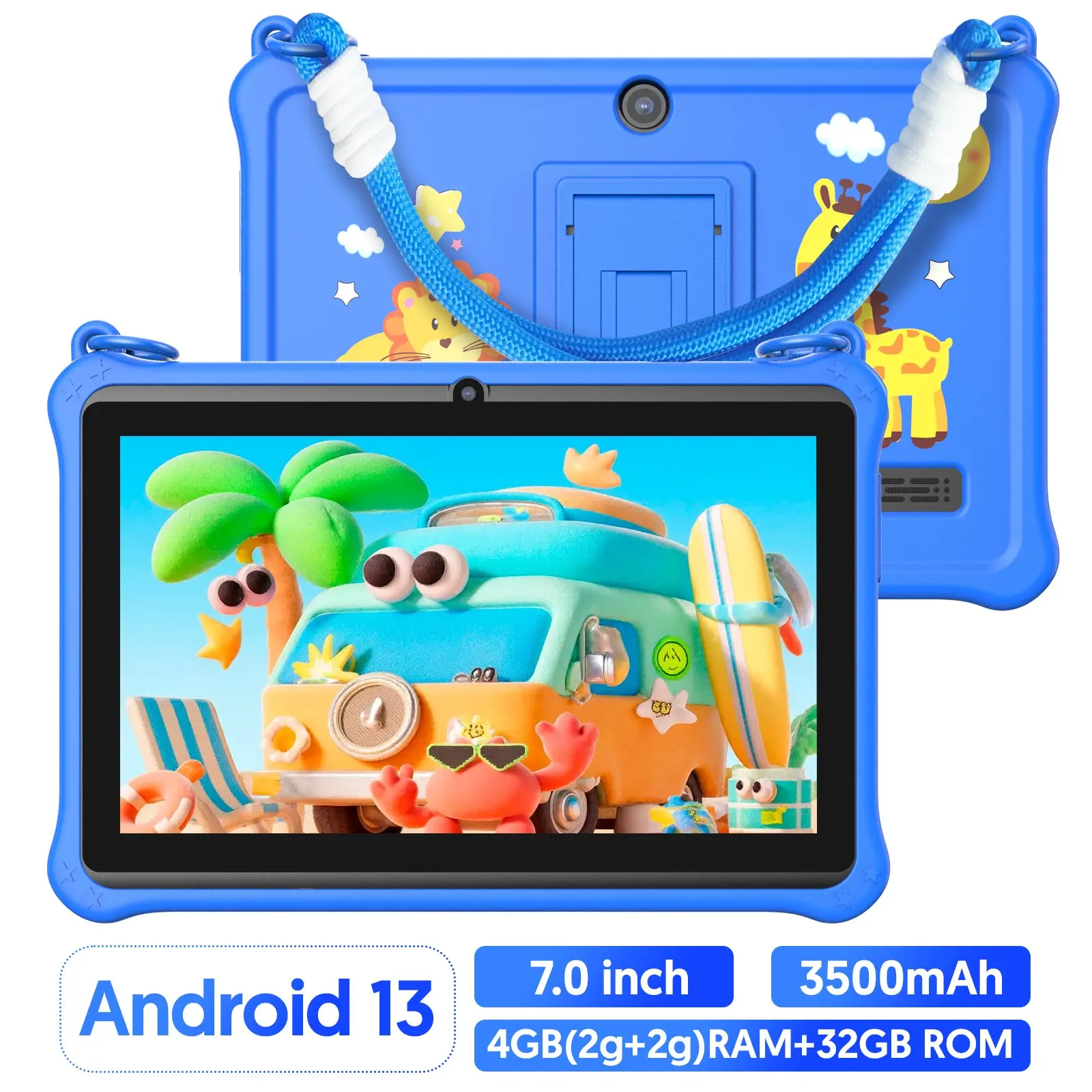 7 Inch Android Kid Touchscreen Rechargeable Learning Tablet, 1 Count Parental Control Tablet with Iwawa Education Software Pre-installed, Birthday Gift