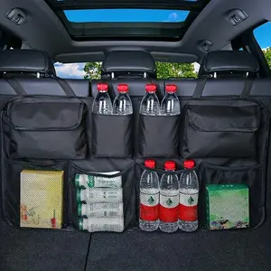 Extra Large Car Trunk Storage Bag, Multifunctional Car Rear Seat Back Storage Bag with 8 Large Storage Bags, Trunk Storage Box, Foldable Hanging Bag, Storage Bag Organizer Waterproof Extra Capacity, Car Interior Accessory