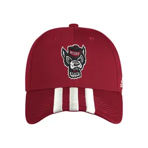 adidas Mens Nc State Wolfpack 3-Stripes Adjustable Cap Casual - Red