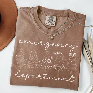 Comfort colors Emergency Department Christmas Tee Emergency Room Staff Ed Nurse Gift Groovy Christmas Tree Emergency Medicine