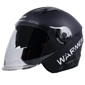 Motorcycle Dual Lens Helmet, Electric Bike Helmet Unisex Half Helmet Universal Fit All Seasons High Definition Clear Lenses Safety Helmet Motorcycle Helmet Visor