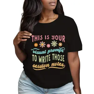 Plus Size, Women's Pure T-shirt, Round Neck, 0XL-5XL, Festival T-shirt, ABA Therapist Behavior Analyst Visual Prompts Write Notes T-Shirt