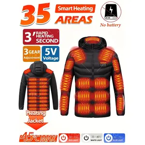 New Outdoor Hiking Heated Jacket Fall & Winter Windproof Waterproof Fashionable Simple Design Casual Loose Fit Woven Fabric 35 Smart Heating Areas 3 Gear Adjustment 5V Voltage