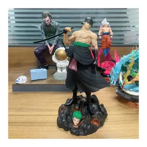 26cm One Piece Anime Figure Gk Roronoa Zoro Interchangeable Head Action Figure Pvc Collection Cartoon Model Decoration Gift Toys