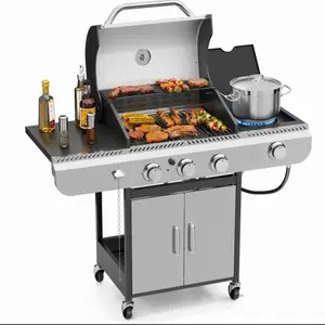 FLAME BBQ Gas Grill - 34,000 BTU Propane, Enamel Grates, Removable Grease Tray, Ideal for Outdoor Cooking, Camping, Backyard, Patio & Deck For Parties Summer Time/Cookout Events/Memorial day