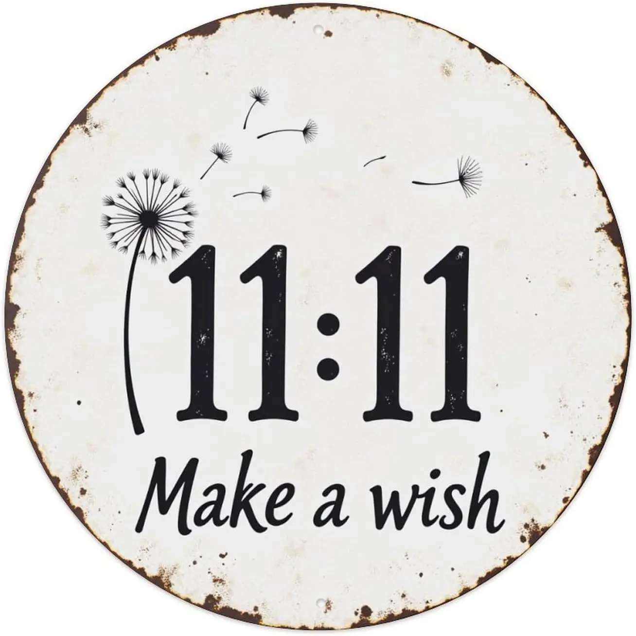 Whimsical "11:11 Make a Wish" Rustic Metal Plaque - Dandelion Wall Decor Gift