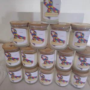 Creative 7oz Candles in Support of Autism Awareness with Colorful Puzzle Piece Design