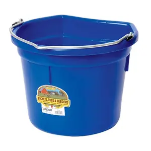 212 MAIN Miller P-22FBBLUE 22 qt Blue Flat-Back Plastic Bucket with Stacking Ribs, Wall-Mountable Portable Outdoor Bucket