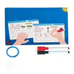 Letter Tracing Flash Card Set, 1 Set English Letters A-Z Case Pen Tracing Training Reusable Dry-erase Handwriting Practice Tool with 2 Pens, ABC Learning Cards for Activities