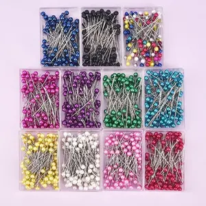 100pcs/box 40mm, colorful round pearl head needles, straight push sewing needles, suitable for clothing making DIY sewing tools, positioning, Sewing Supplies Crafts