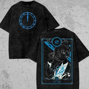 Anime Vintage Washed, Heavy Cotton Oversized Print T-Shirt, Japanese Manga Shirt X0H