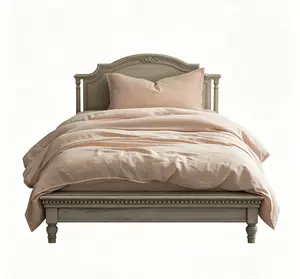 Vintage 4-Piece Queen Size Lenzing Tencel Bedding Set - Enzyme & Sand-Washed Duvet Cover, Double Needle Stitching, Soft Smooth Luxury Hypoallergenic Sheets & Comforter, All-Season Cozy Home Linens, Beige, Four Pieces