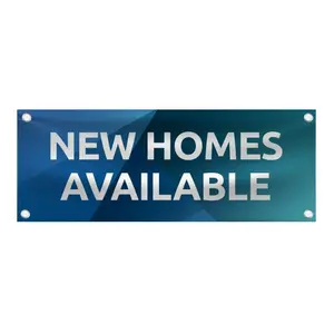 New Homes Available Yard Sign Banner - Real Estate Grand Opening, Business & Open House Advertisement Signage - 48"x18" Vinyl Banners - 4 Corner Grommets - BAN0037