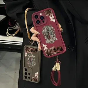 Virgin Mary and Flowers Pattern Phone case foriPhone Samsung 17Pro Max Air 16Plus E 15 14 1312 11 XR XS Galaxy S25 S24 S23 S22 A71 A56 A55A54 A53 A52 Note20 cases, Soft TPU, BumperDrop Protection, Rugged Durable Back Cover,Perfect Gift for Girls.AE7