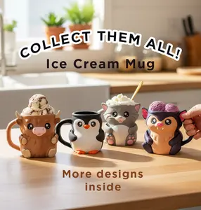 Animal Ice Cream Pint Mug Collection Personalize It With Name Cute Character Design for Kids and Adults Customised Penguin Bat Cat Highland Cow