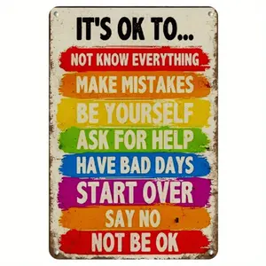 Positive Affirmation Wall Art Relax Artwork School Counselor Relax Office Sign Metal Tin Sign