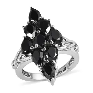Black Spinel 5 ctw Elongated Ring in Stainless Steel Size 7 Christmas Gifts