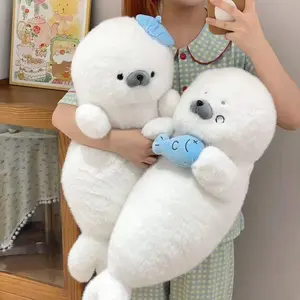 70CM Cute Fat Round Cartoon Seal Plush Toy Kawaii Soft Stuffed Marine Animal Aquarium Sea Lion Sleeping Pillow for Kids Gifts
