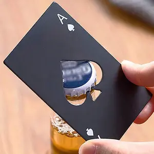 2pc Wine Bottle Opener, Playing Card Shaped Bottle Opener, Stainless Steel Credit Card Size Casino Beer Bottle Opener Cap Opener for Your Wallet Wedding Party Groomsmen Bridesmaid Gifts, Stainless Steel Multipurpose Bar Tool For Home