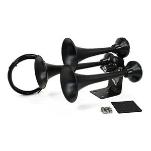 HornBlasters Mini Outlaw Train Horn | 12-Volt DC | 3-Chime Stealth Black Horn | Pre-Installed Air Valve | Includes 1/4" Air Line & Mounting Hardware | Air System Required HornBlasters Mini Outlaw Train Horn | 12-Volt DC | 3-Chime Stealth Black Horn | Pre-Installed Air Valve | Includes 1/4" Air Line & Mounting Hardware | Air System Required