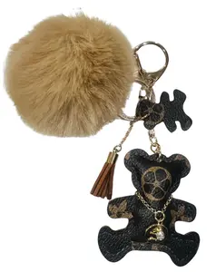Lux City Girl Pom Pom Bear BagCharm Keychain