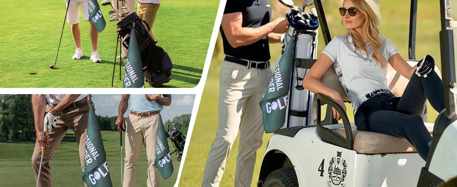 Funny Printed Golf Towel (16''x24''),Microfiber Golf Towel with Clip,Golf Gift for Dad Husband Birthday Christmas or Friends,Golf Bag Accessories for Men and Women (Dark Green)