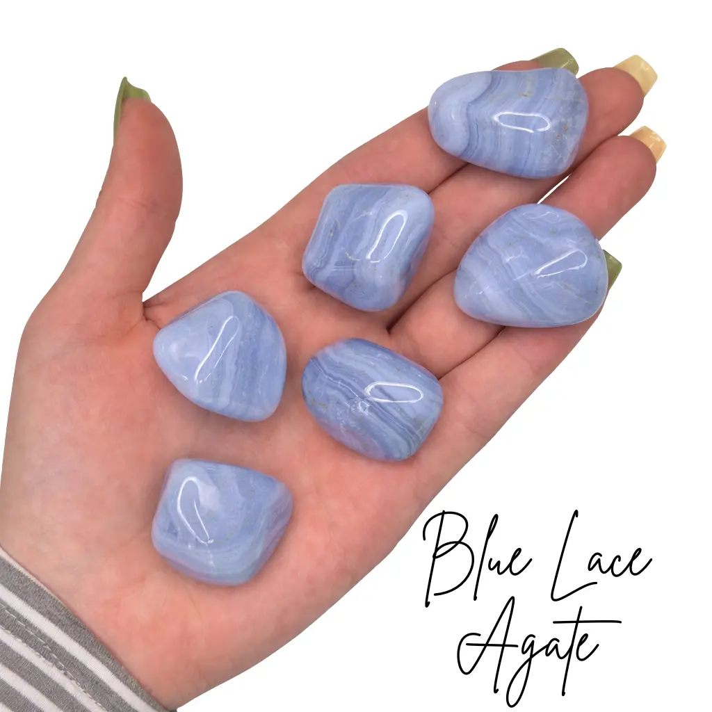 Blue Lace Agate Tumble, Round Blue Lace Agate, Tumbled Blue Lace Agate