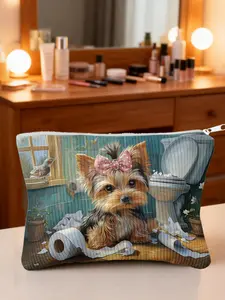 1pc, Soft Corduroy Shredded Paper Surprise Pattern Toiletry Bag Cosmetic Bag Makeup Bag, Great for Thanksgiving, Boss Day, or Graduation Gifts for Daughter, Teacher, or Best Friend