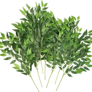 1/3 piece -70CM (27.55inch) medium-sized simulated willow tree (small eucalyptus simulated branch) with delicate and natural texture, bright and natural green willow leaves, embellished with free decoration, suitable for placing living room decoration