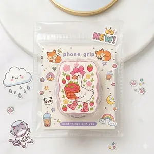 Cute Goose Phone Grip Holder Strawberry Cottagecore Coquette Bow Expanding Stand Aesthetic Phone Accessories Gift for Her Teen Girls Women