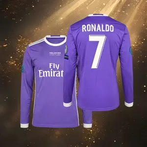 16 17 Away Purple 7# Cristiano Ronaldo Long Sleeve Soccer Jersey Fans Version