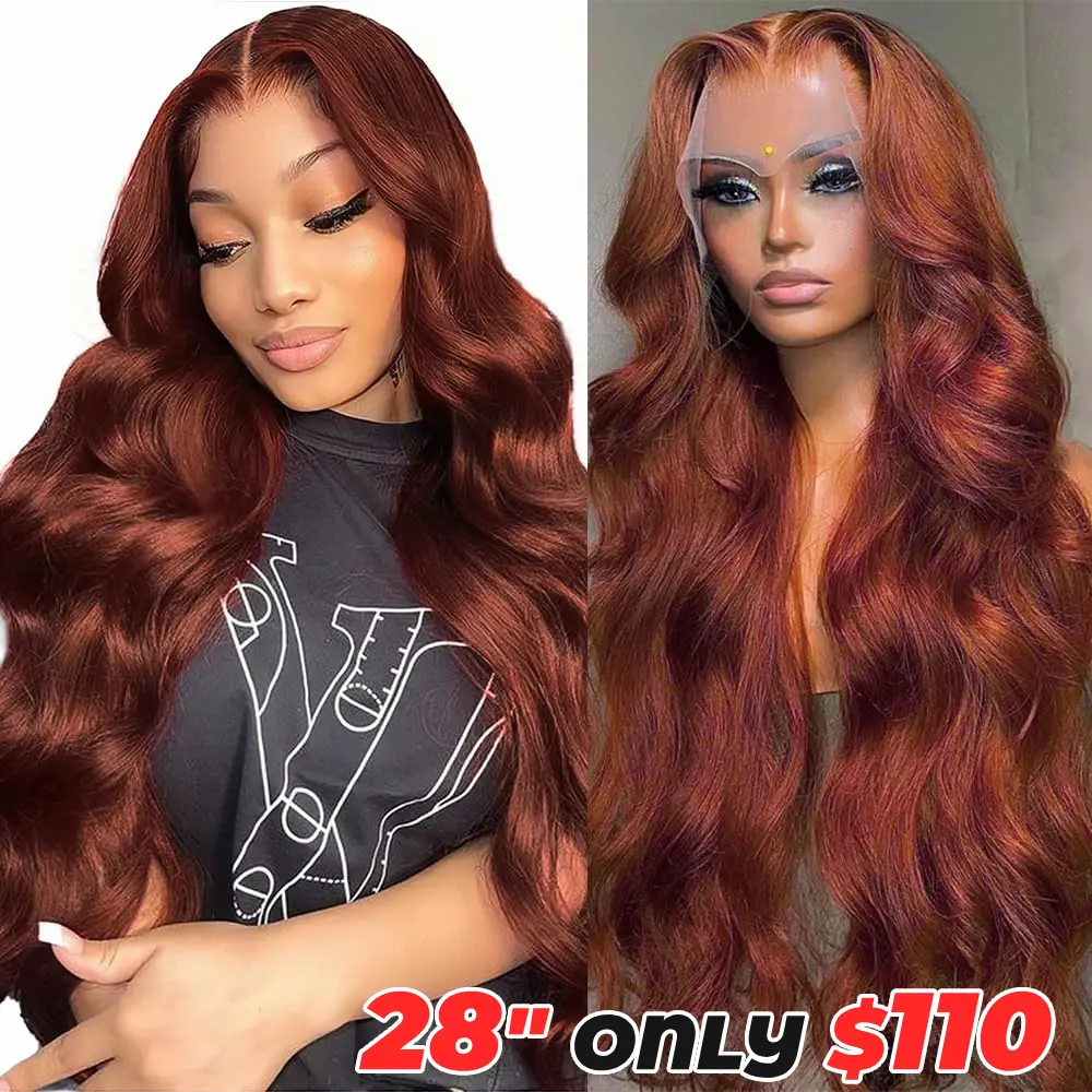 Reddish Brown Wig 13x6 Hd Lace Front Wigs Human Hair Pre Plucked, Body Wave Lace Frontal Wigs Colored With Baby Hair TikTokShopBlackFriday Natural Hairline Hair Density