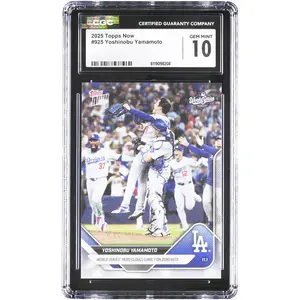 Yoshinobu Yamamoto Los Angeles Dodgers 2025 Topps Now World Series Hero Closes Game 7 Zero Rest #925 CGC Authenticated 10 Card - Fanatics Authentic Certified