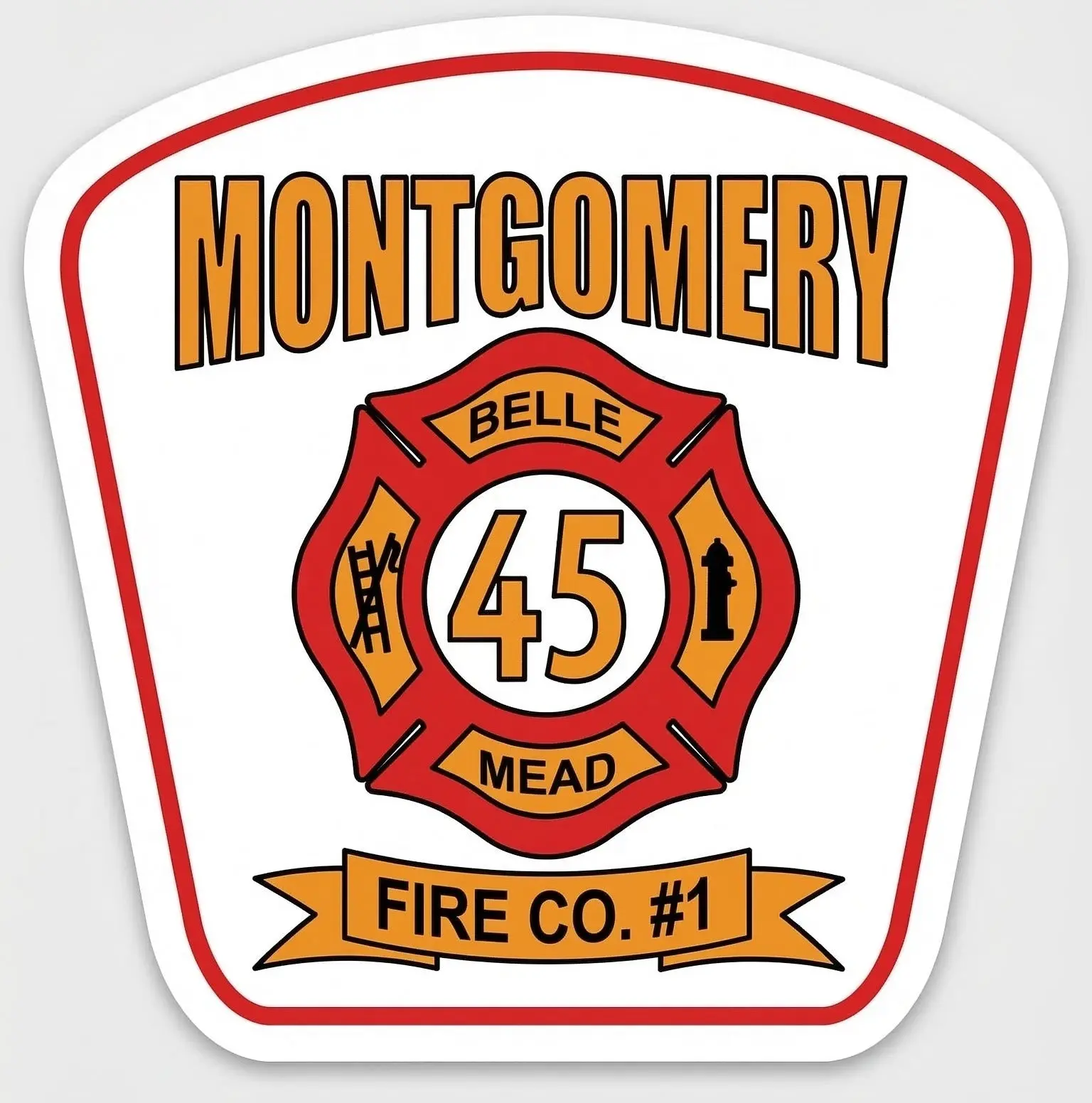 Montgomery Fire Co. #1 Reflective Vinyl Sticker - Car Window, Hat Accessory with Adhesive Tape, Stickers