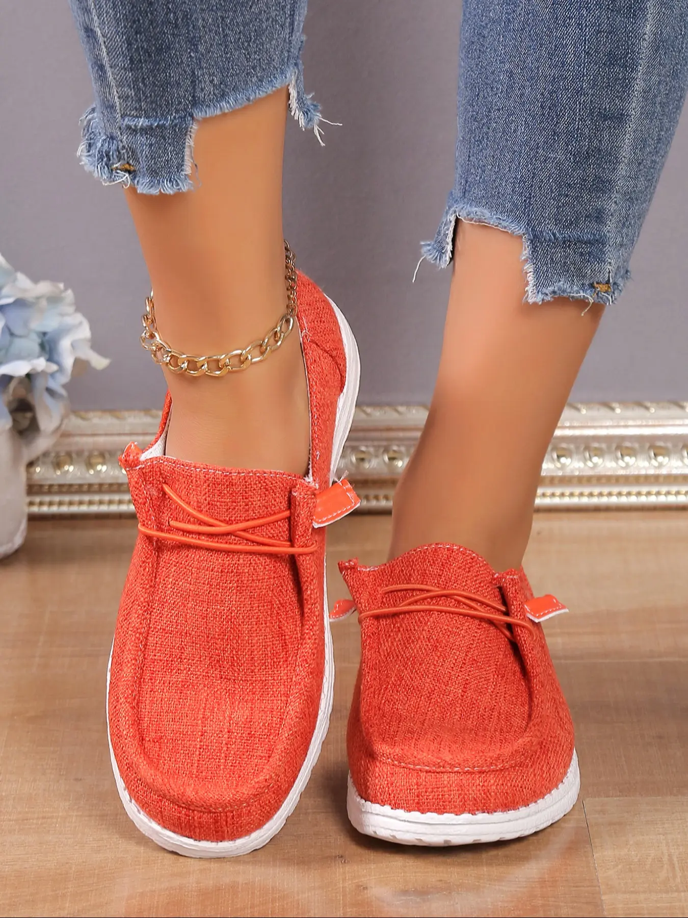 Women's Fashionable Plain Color Trendy Flat Shoes, Round Toe Slip-on Matching Loafers, Lightweight Slip Ons, Mesh Breathable Comfortable Sneakers, Casual Versatile Sports Shoes, Leisure Shoes, Casual Wear Shoes