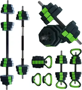 Adjustable Dumbbell Set, 44Lbs Free Weight Dumbbells Set, 4 in 1 Dumbbells Set Used As a Kettlebell, Barbell, Push Up Stand, Exercise & Fitness for Home Gym, Black & Green