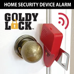 Goldy Lock 2-in-1 Portable Door Lock & Alarm for Home Travel Security Privacy Prevents Unwanted Entry 90 dB Alarm No Tools Required - Doorknob