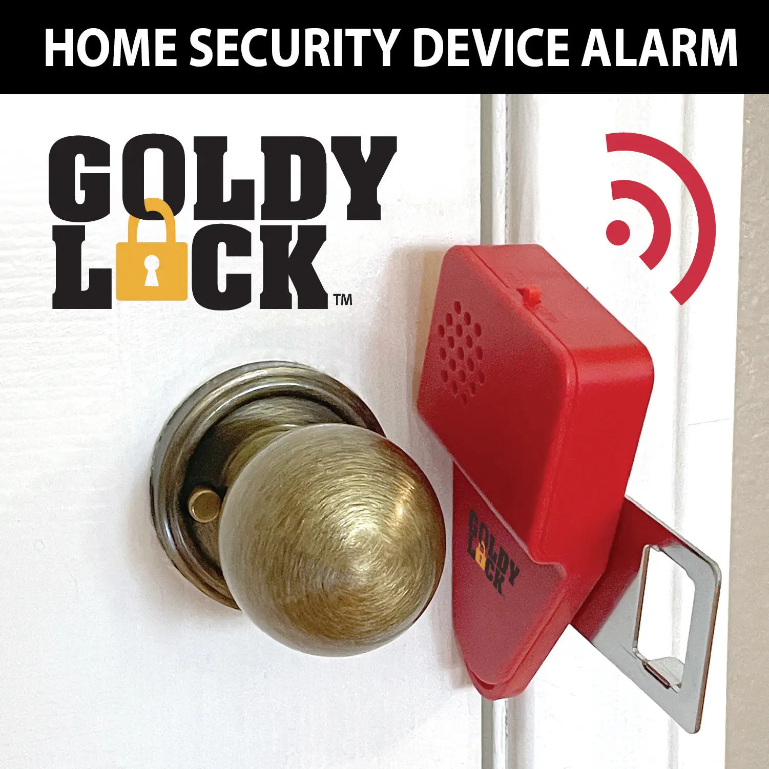 Goldy Lock 2-in-1 Portable Door Lock & Alarm for Home Travel Security Privacy Prevents Unwanted Entry 90 dB Alarm No Tools Required - Doorknob