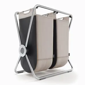 simplehuman X-Frame Hamper, Double Compartment Laundry Hamper for Bedroom Bathroom, Heavy-Gauge Steel Frame, Stain & Odor Resistant Machine Washable Bags, Easy Carry Steel Handles
