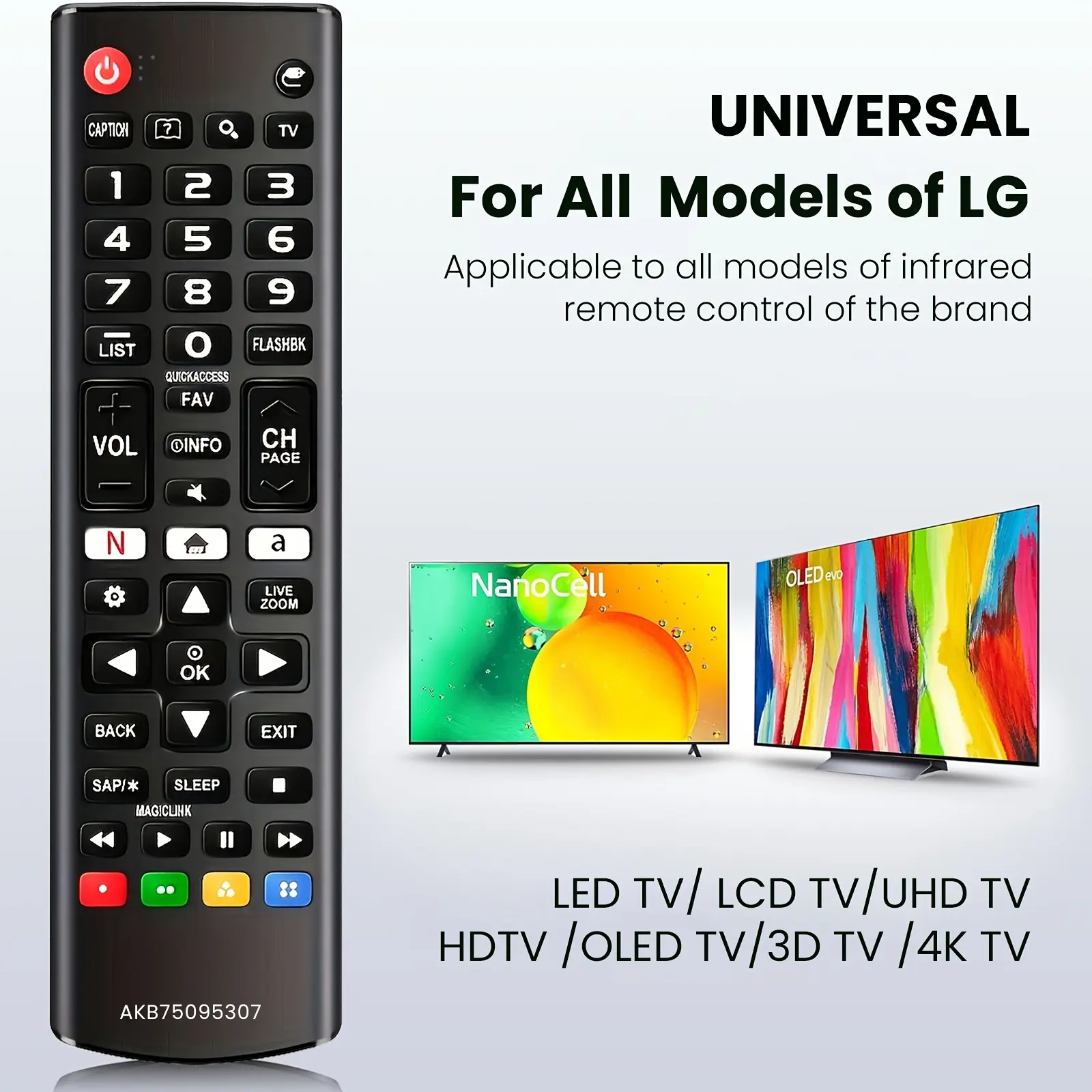 Universal Wireless Replacement Remote Control Akb75095307 High Quality Abs Material Home Appliance Remote Compatible with Lg Smart Tvs 32lj610v 43uj634v 49uj634v 55uj634v 65uj634v Universal Remote Controls