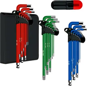 27- Allen Wrenches Sets, Allen Key Set, SAE(1/16"-3/8"), Metric(1.5-10mm), TORX(T10-T50), Metric & SAE Ball End & T-Handle, CR-V, for , , Furniture Repair