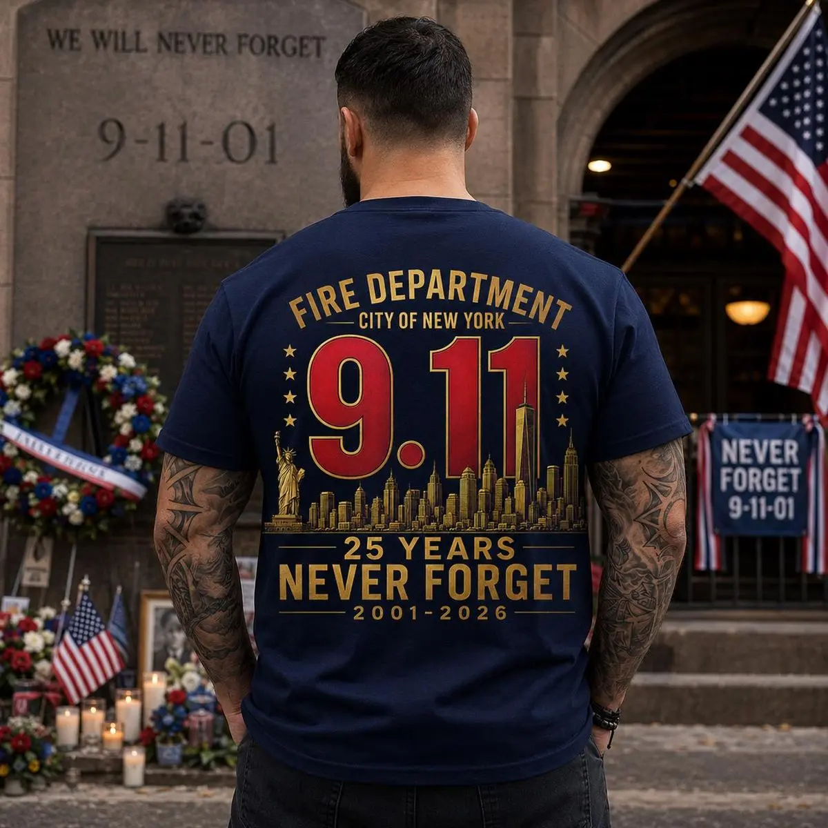 9/11 Never Forget Shirt Sweatshirt Hoodie, Fire Department Memorial Tee, 25 Years 2001 2026 New York First Responder Gift, Unisex Sweater Pullover Tee
