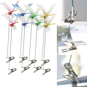 12pieces of dragonfly insect traps, 3D artificial dragonfly hat traps, dragonfly garden decorations, dragonfly trap insect repellents, bird and fly prevention devices for gardens, terraces, and balconies, Metal Clip Mosquito Repellent Hat Clip, Fishing